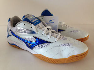 New Men's MIZUNO 81GA1505 Table Tennis Shoes Wave Drive 7 White / Blue Size 11