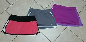 Lot of 3 Women's Nike Dri-Fit Tennis Running Skirt/Skort/Shorts SZ M