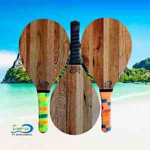 One Frescobol Paddle, Reclaimed Tobacco Barn Wood racket, black Grip