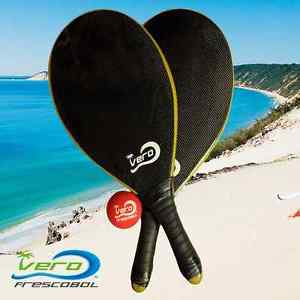 Frescobol Carbon Fiber Beach paddleball paddles, Official Ball, Drawstring Bag