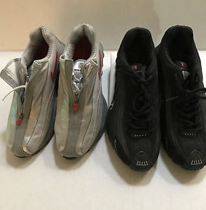 Lot of 2 Nike SHOX  -1 pair Gray/Silver w/Zipper & 1 pair Black - Size 7.5