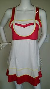 NWT TAIL TECH Red White Yellow Scoop Neck Tennis Dress Full Skirt sz M $90