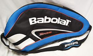 Babolat Team Tennis Bag Holds 3 Raquets Red White Blue Black Zippers Nice