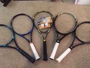 Lot Of 5 Used Wilson Tennis Racquets