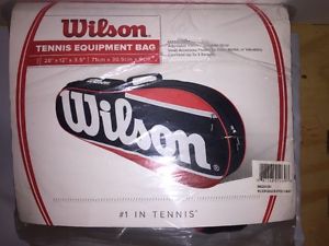NEW WILSON TENNIS Equipment Bag Red/Blk/Wht Holds 3 Rackets Free Shipping