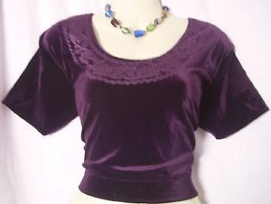 Dark Purple Velvet Blouse Top Choli Sports Sari Saree 40" Casuals Style #35QTG