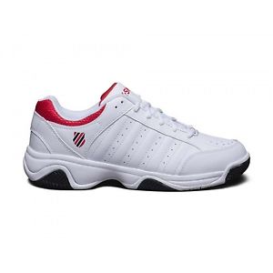 K-Swiss Grancourt III Para Hombre Cuero Deportes Tenis Zapatillas Blanco Y Rojo