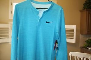 NWT Nike Wool Henley Tennis Shirt Men's Style 631641-407 Blue Size Small
