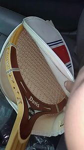 Vintage Davis Tennis Raquet w/ White leather case VGUC
