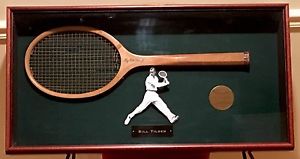 VINTAGE BILL TILDEN 1959 HOF TENNIS RACKET WOOD SHADOW BOX DISPLAY