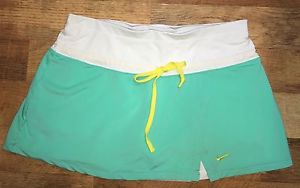Nike Women's Tennis Skirt SZ Large White Green Yellow Skort Dri-fit
