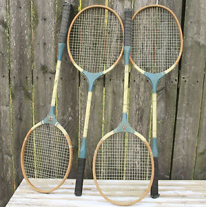 Vintage~Badminton Racket Wooden~Wood~26''~Set of Four~Universe~Decorative~Decor