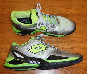 LOTTO Raptor EVO Speed Tennis Shoes - Men's 43.5 (US 10.5) Lime / Gray