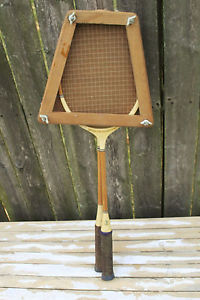 Vintage~Two Badminton Rackets Wooden~Wood~26''~ Blue Monogram~Decorative~Decor
