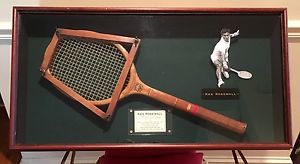 VINTAGE KEN ROSEWALL 1980 HOF WOOD TENNIS RACKET WOOD SHADOW BOX DISPLAY
