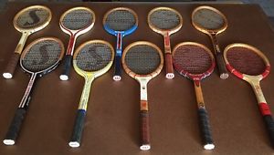 10 - Vintage Wooden Tennis Rackets Wilson Adidas Garcia Spalding Lot Of 10
