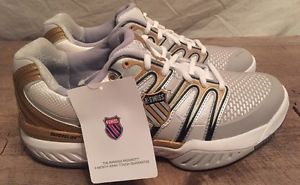 New Kswiss Women's Big Shot White Black And Gold Size 11