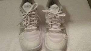 Women's Tennis Shoes PRINCE T24 Size 8.5 White Silver Shock Eraser Soles Laces