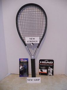 Head Austrian Ti S7  SOS Tennis Racquet 4 1/2- NEW STRINGS/GRIP +Ying&Yang Shock
