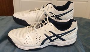 Asics E507Y Gel-Dedicate  New 13 MENS. White/blue. $60.00 LEATHER