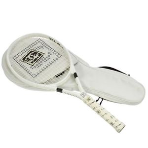 Coco CHANEL CC White Tennis Racket W/ Shoulder Bag Case Used Excellent++