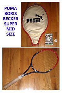 Vintage Puma Boris Becker Super PCS Tennis Racquet COIN & BOOKLET Grip 4 1/4
