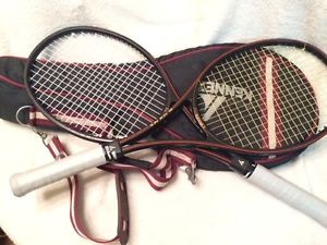 Two (2) Pro Kennex Black Ace 98 Mid-Size Tennis racquets 4-3/8 plus bag