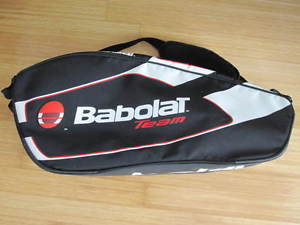 BABOLAT Team Tennis Racquet Bag Black White Red Holds 6 Plus Side Pocket Strap
