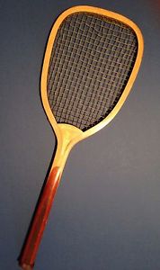 John Wanamaker Belmont Flat Top Antique Racket w/ Cross Hatch Grip c.1890