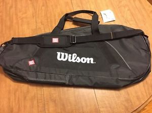 New NWT Wilson Black And White Six Pack Two Racquet Bag With Strap
