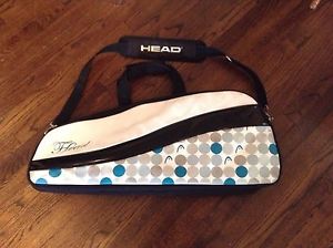 HEAD WHITE W/BLUE SILVER GRAY TENNIS RACQUET BAG 4 RACQUETS 1 CCT COMPARTMENT