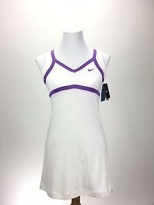 NIKE girls tennis dress white purple details and swoosh Dri-Fit unlined Sz L