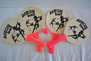 4 Beach Ball Paddle Vintage Surf Volleyball Cali California Smashball Paddles