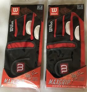 2 WILSON Leather MAXGRIP RT hand Racquetball gloves New in package sz M right