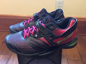 Babolat Women Sz 10 Black Tennis Shoes Hot Pink Lace Up Velcro Lo Top