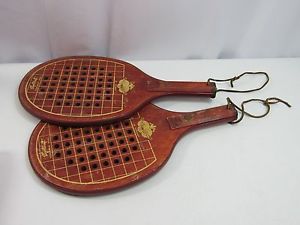 Vintage Sportcraft Wooden Paddle Ball Set of 2 Paddles Sports Decor