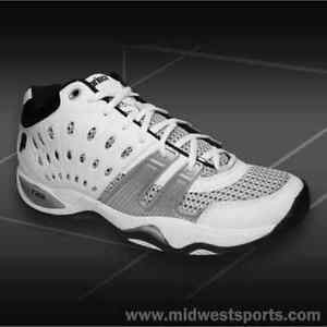 Prince Mens T22 Mid Tennis Shoe,White/Black/Silver,8.5 M US