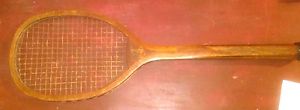 Vintage Draper Maynard Antique Wood Tennis Racquet D&M Lucky Dog Logo Display