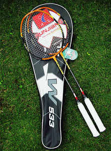 Nuevo 2 X Titanio Carbono Raquetas De Bádminton con bolsa