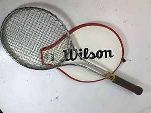 VINTAGE WILSON T2000 ALUMINUM TENNIS RACQUET 4 1/2" W/ COVER EXCELLENT COND
