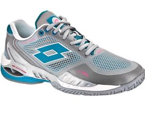 Lotto Raptor EVO Tennis Shoes - Silver/Aqua-  Size 8 - Excellent Shoes!