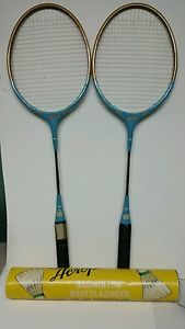 Vintage Aeroplane  pair of badminton raquets and shuttlecocks