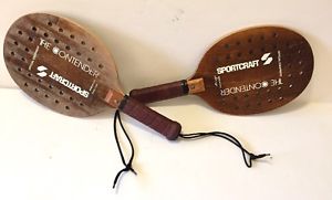 Lot of 2 Vtg Sportcraft THE CONTENDER Platform Tennis Paddleball RACQUETS #13149