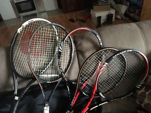 5 tennis rackets with bag