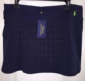 NWT $145 Ralph Lauren Polo Golf Tennis Navy Blue Skort Mesh Sports Skirt Women L