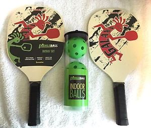 Pickleball Now Intro Set 2 Paddles & 3 Balls 6 Ply Bass Wood Construction New!