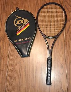 Vintage 1980's Dunlop Black Max Mid-Size Composite Tennis Racquet With Case