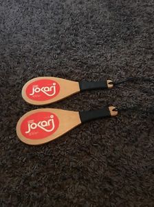 Lot of 2 Jokari Champ Model Racquetball Paddle / Wood Racquet 1970s Vintage