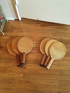 LOT OF 6 VINTAGE WOODEN PADDLEBALL PADDLES