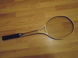 Vintage Chemold Rod Laver Signature Tennis Racquet. 4 1/2 L. Metallic Gold.